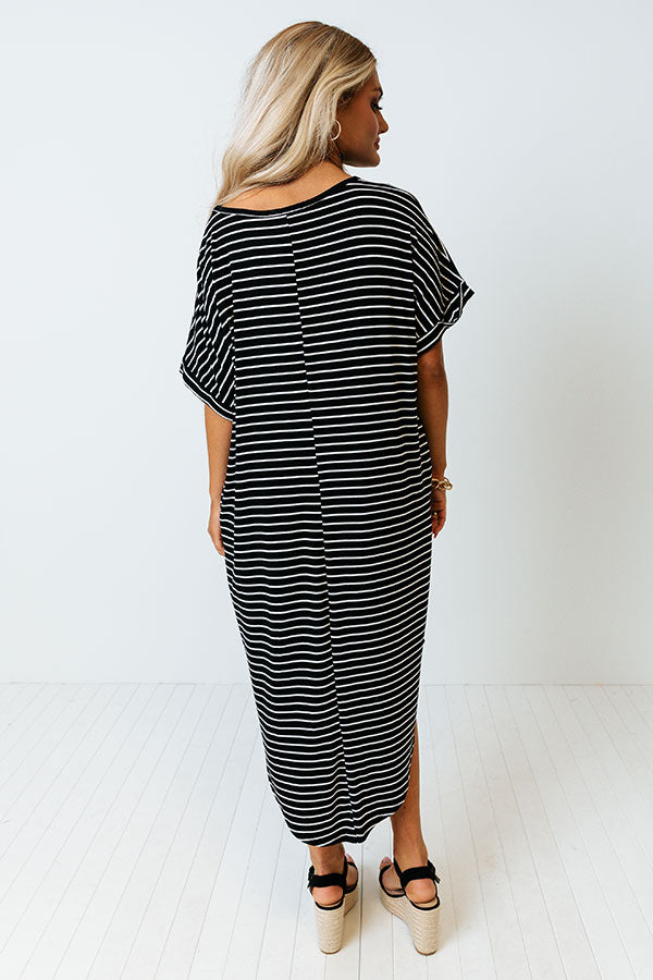 Beachside Stroll Stripe Midi In Black-Beginning Fashion