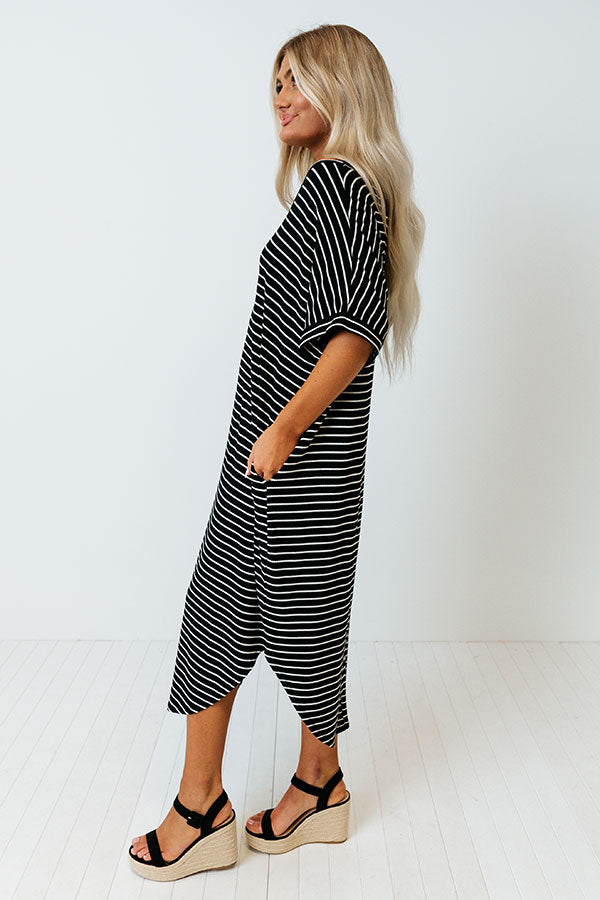 Beachside Stroll Stripe Midi In Black-Beginning Fashion