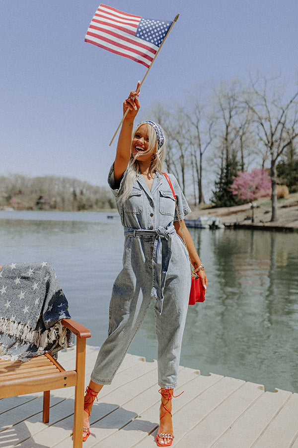 Here We Go Denim Jumpsuit-Beginning Fashion