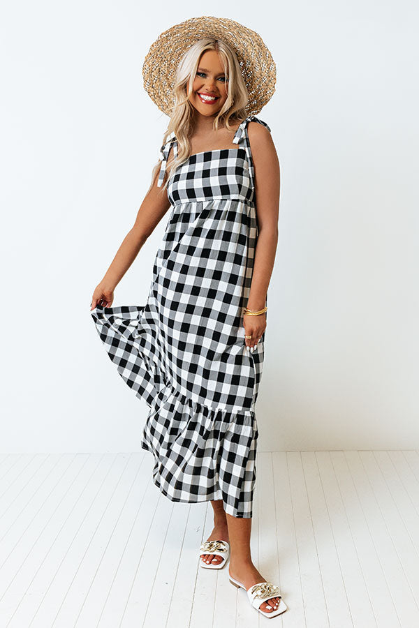 Around The Boardwalk Gingham Dress In Black-Beginning Fashion