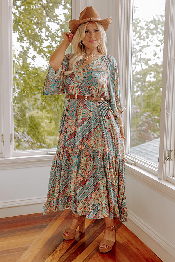 Backstage Beauty Maxi in Turquoise Curves-Beginning Fashion