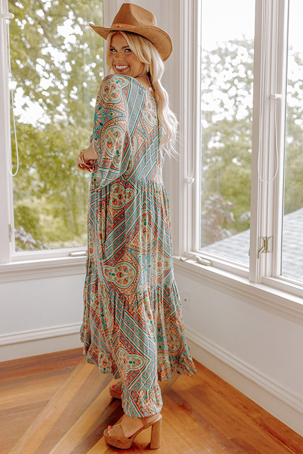 Backstage Beauty Maxi in Turquoise Curves-Beginning Fashion