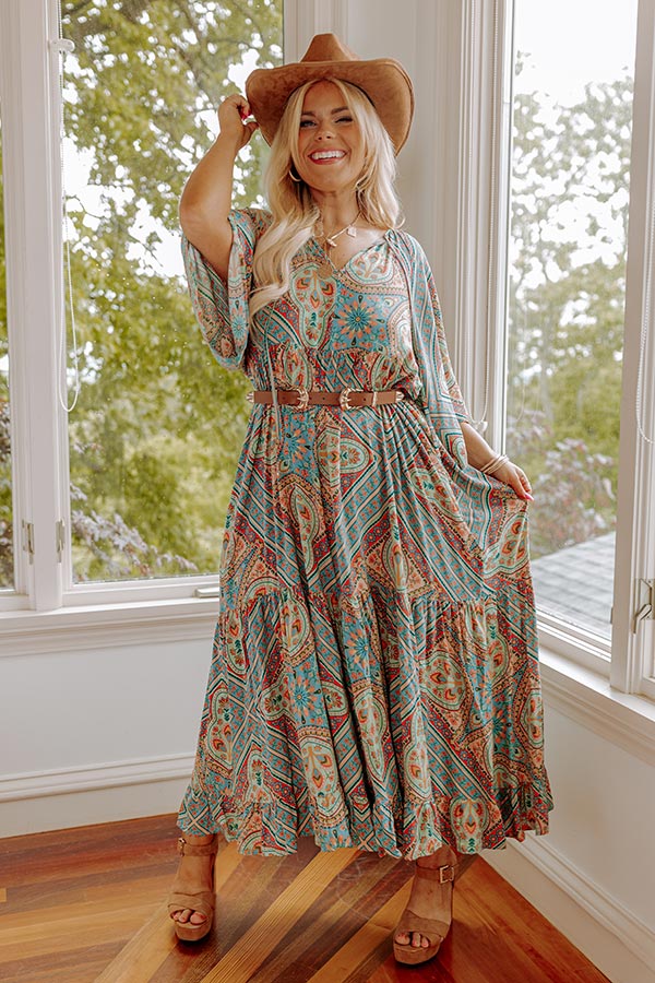 Backstage Beauty Maxi in Turquoise Curves-Beginning Fashion