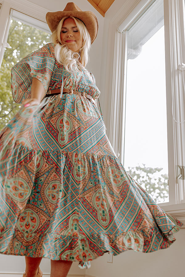 Backstage Beauty Maxi in Turquoise Curves-Beginning Fashion