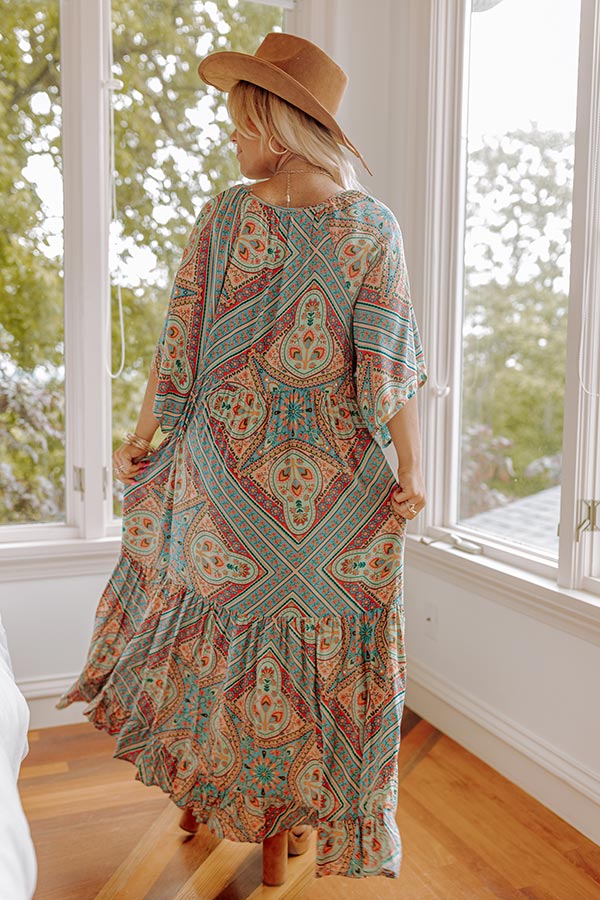 Backstage Beauty Maxi in Turquoise Curves-Beginning Fashion