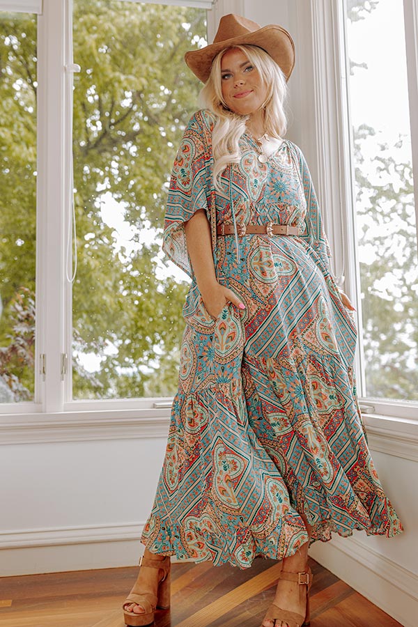 Backstage Beauty Maxi in Turquoise Curves-Beginning Fashion