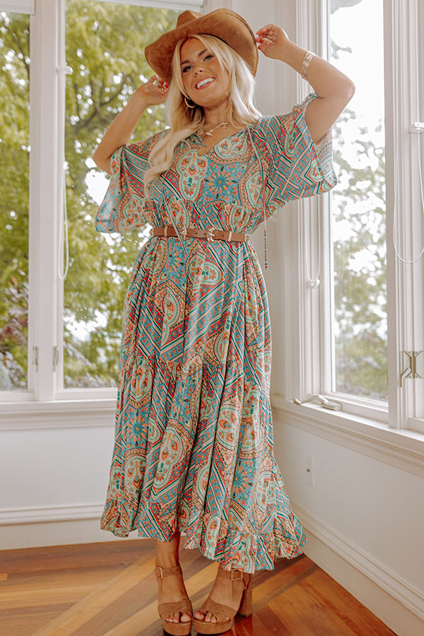 Backstage Beauty Maxi in Turquoise Curves-Beginning Fashion