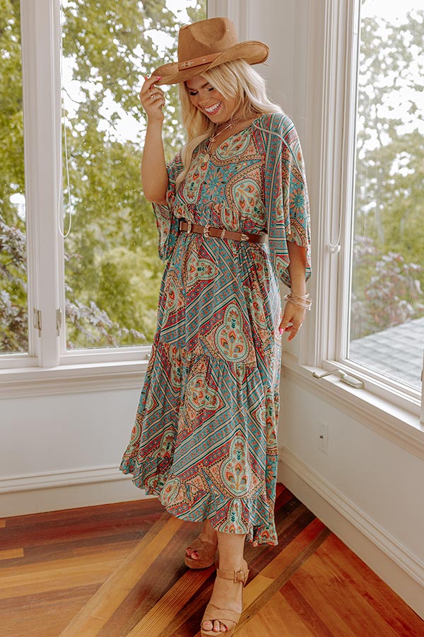 Backstage Beauty Maxi in Turquoise Curves-Beginning Fashion