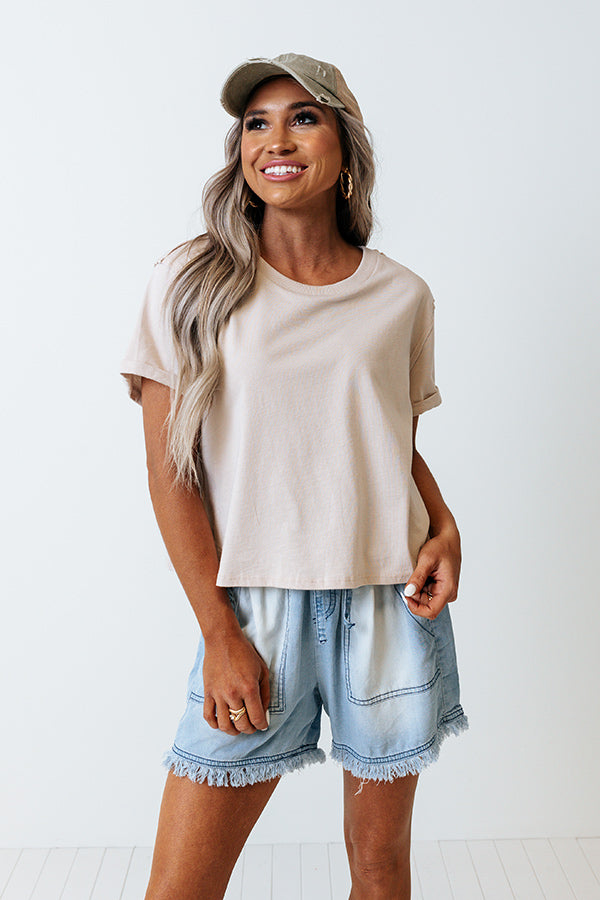 Better Offline Crop Tee In Birch-Beginning Fashion