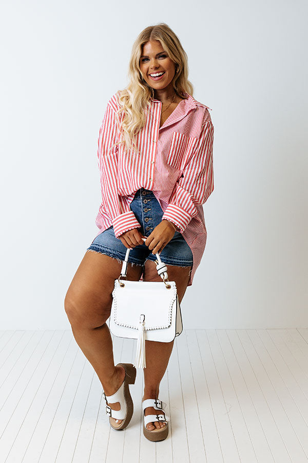 Boating Day Stripe Button Up Curves-Beginning Fashion