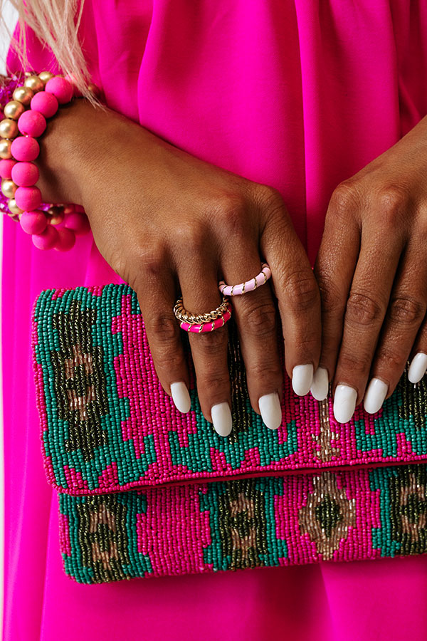 First Class Pass Ring Set in Pink-Beginning Fashion