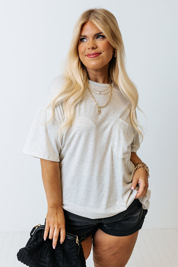 Fun And Done Shift Tee In Stone Curves-Beginning Fashion