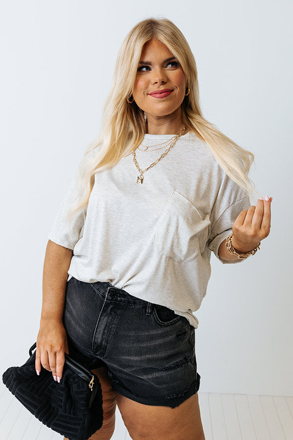 Fun And Done Shift Tee In Stone Curves-Beginning Fashion