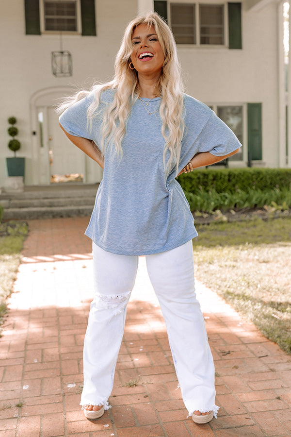 Fun And Done Shift Tee In Airy Blue Curves-Beginning Fashion