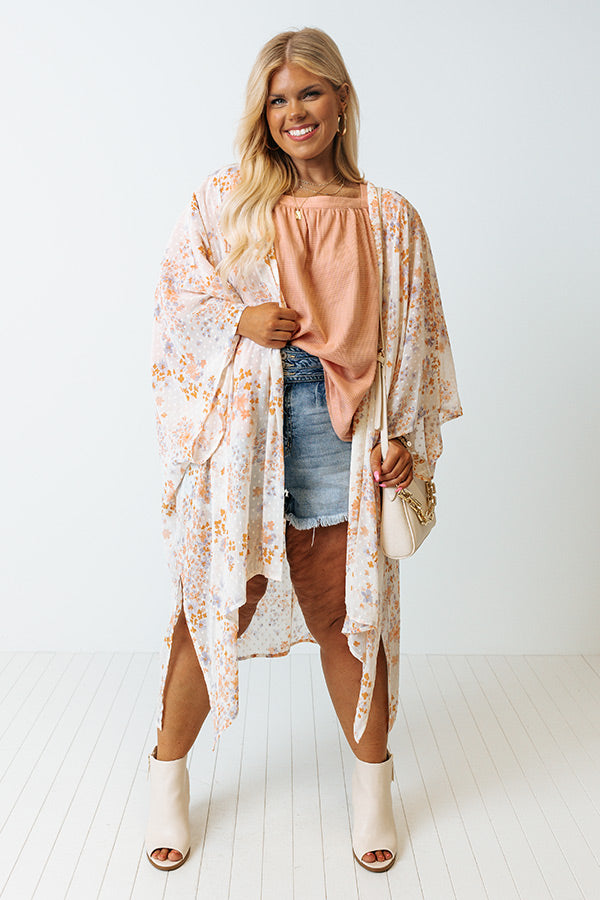 Bay Breeze Beauty Floral Overlay In Ivory Curves-Beginning Fashion