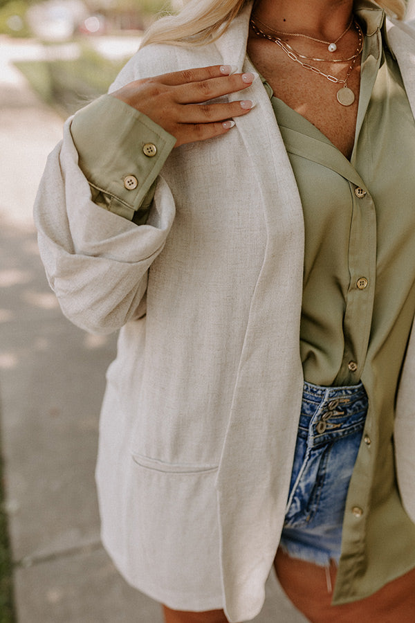 Good For The Plot Linen Blend Blazer In Birch Curves-Beginning Fashion