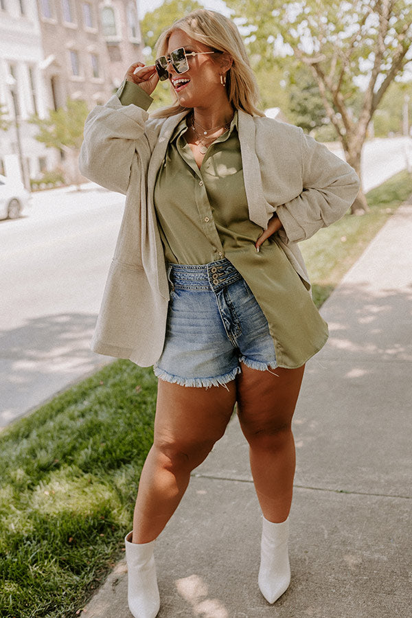 Good For The Plot Linen Blend Blazer In Birch Curves-Beginning Fashion