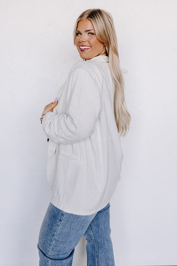 Good For The Plot Linen Blend Blazer In Birch Curves-Beginning Fashion