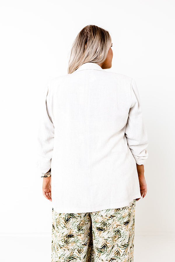 Good For The Plot Linen Blend Blazer In Birch Curves-Beginning Fashion
