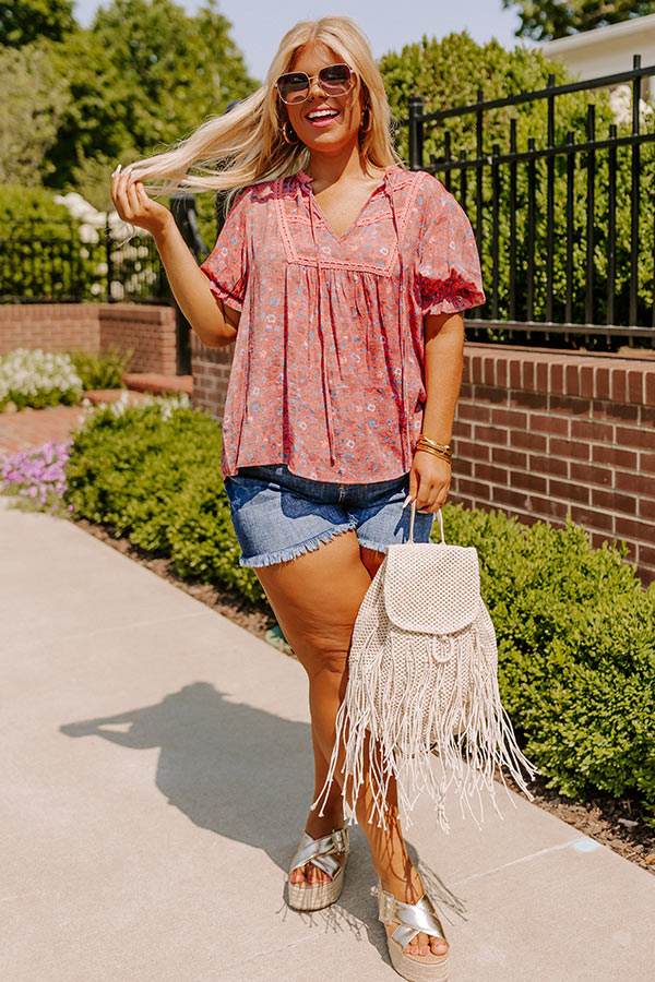 Candid Feelings Floral Shift Top In Coral Curves-Beginning Fashion
