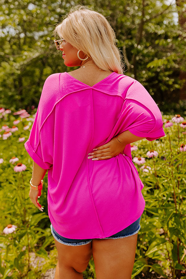 City Meetup Shift Top In Fuchsia Curves-Beginning Fashion