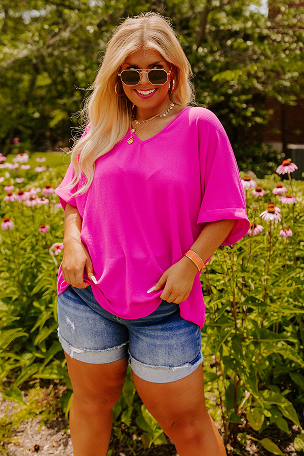 City Meetup Shift Top In Fuchsia Curves-Beginning Fashion