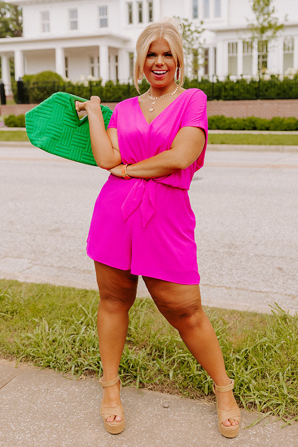 Classy And Confident Romper In Fuchsia Curves-Beginning Fashion