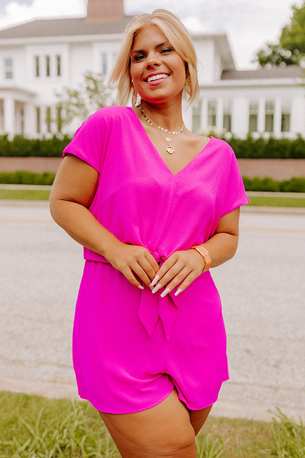 Classy And Confident Romper In Fuchsia Curves-Beginning Fashion