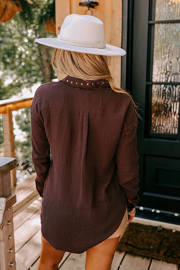Cold Brew Babe Button Up in Windsor Wine-Beginning Fashion
