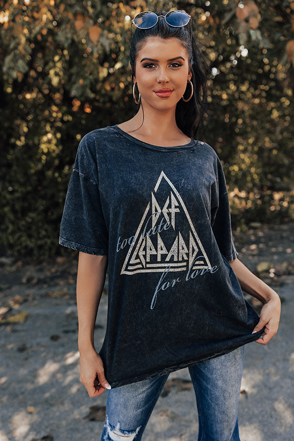 Def Leppard Too Late For Love Distressed Graphic Tee-Beginning Fashion