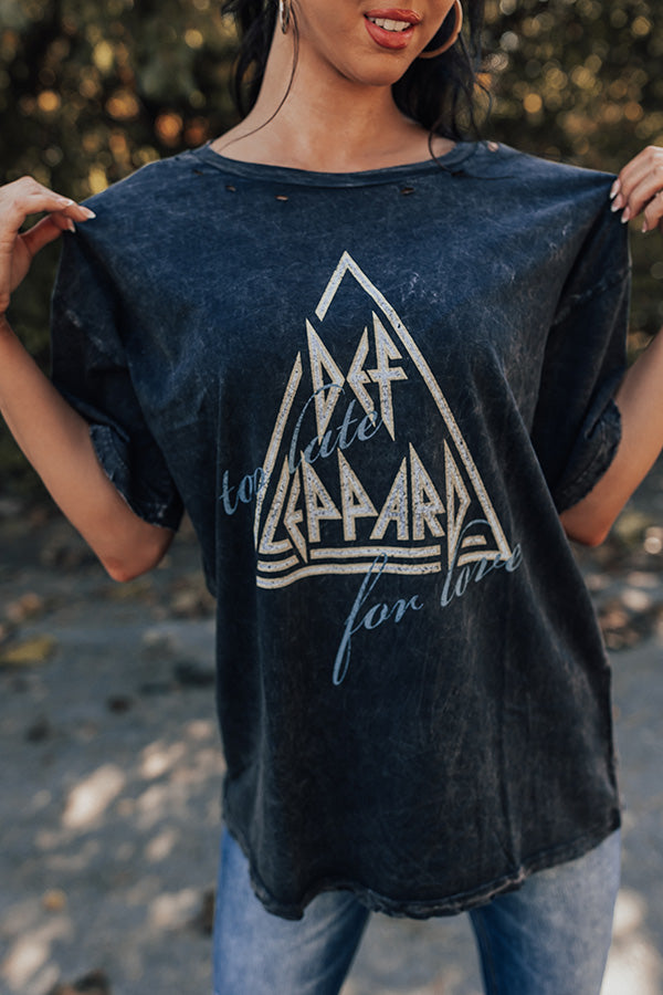 Def Leppard Too Late For Love Distressed Graphic Tee-Beginning Fashion