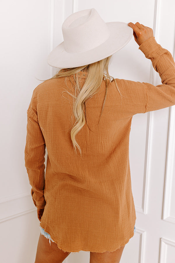 Cold Brew Babe Button Up in Iced Mocha-Beginning Fashion