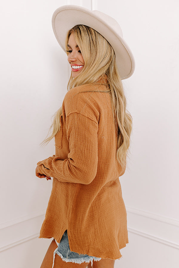 Cold Brew Babe Button Up in Iced Mocha-Beginning Fashion