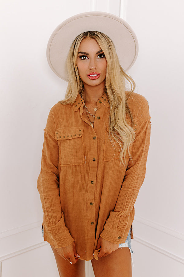 Cold Brew Babe Button Up in Iced Mocha-Beginning Fashion