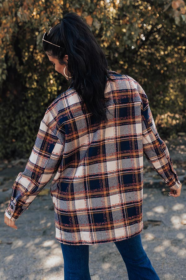 Cozy Cabin Vibes Plaid Jacket In Navy-Beginning Fashion