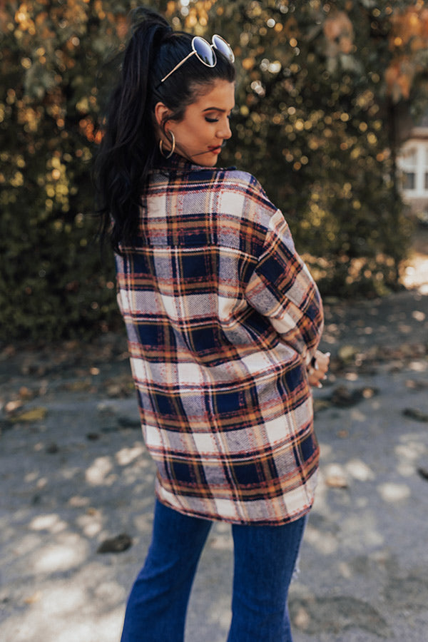 Cozy Cabin Vibes Plaid Jacket In Navy-Beginning Fashion