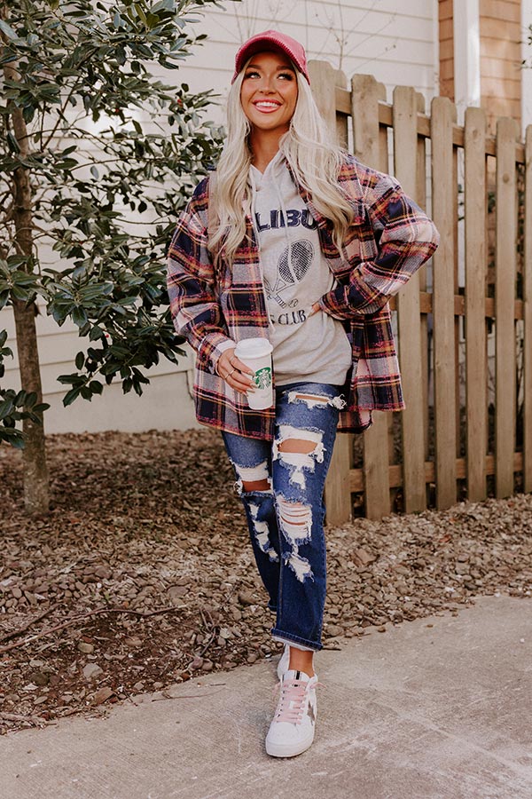 Cozy Cabin Vibes Plaid Jacket In Navy-Beginning Fashion