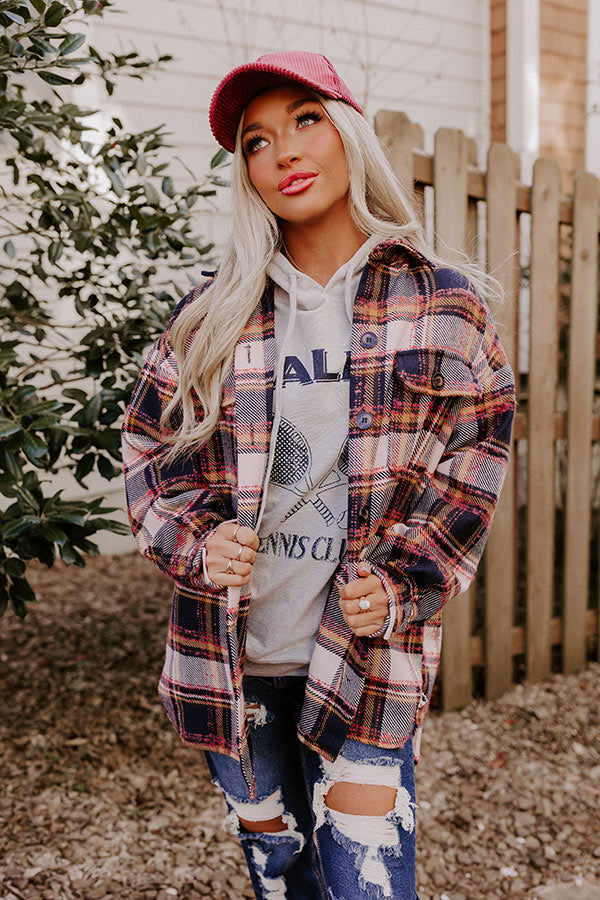 Cozy Cabin Vibes Plaid Jacket In Navy-Beginning Fashion