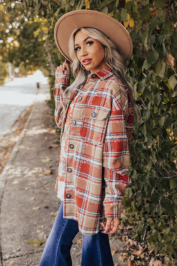 Cozy Cabin Vibes Plaid Jacket In Rust-Beginning Fashion