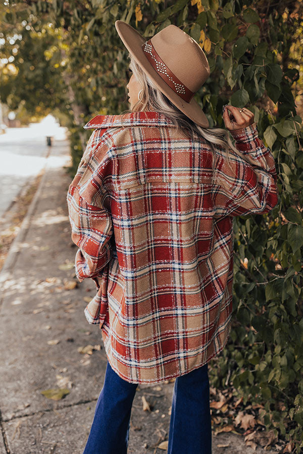 Cozy Cabin Vibes Plaid Jacket In Rust-Beginning Fashion