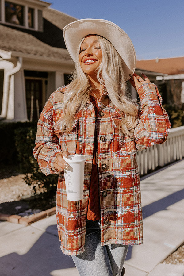 Cozy Cabin Vibes Plaid Jacket In Rust-Beginning Fashion