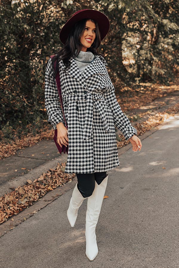Cozy And Kind Houndstooth Coat-Beginning Fashion