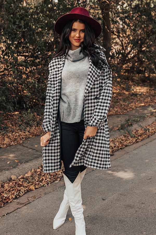 Cozy And Kind Houndstooth Coat-Beginning Fashion