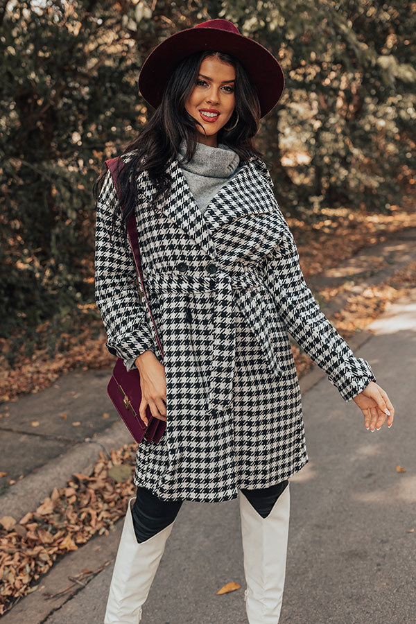Cozy And Kind Houndstooth Coat-Beginning Fashion