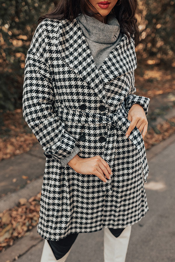 Cozy And Kind Houndstooth Coat-Beginning Fashion