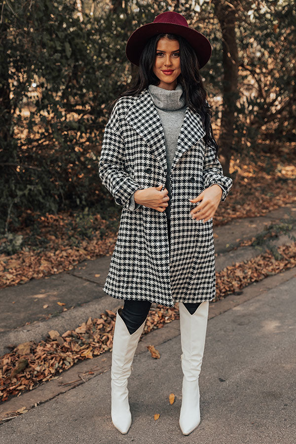 Cozy And Kind Houndstooth Coat-Beginning Fashion
