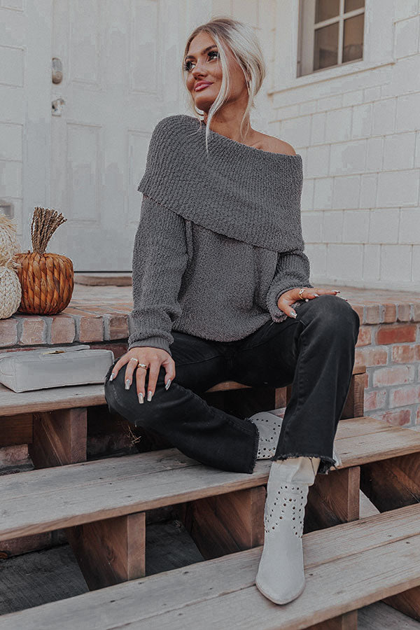 Curl Up And Get Cozy Knit Sweater In Dark Grey-Beginning Fashion