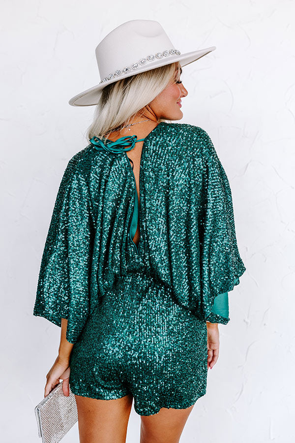 Beyond Obsessed Sequin Romper In Green-Beginning Fashion