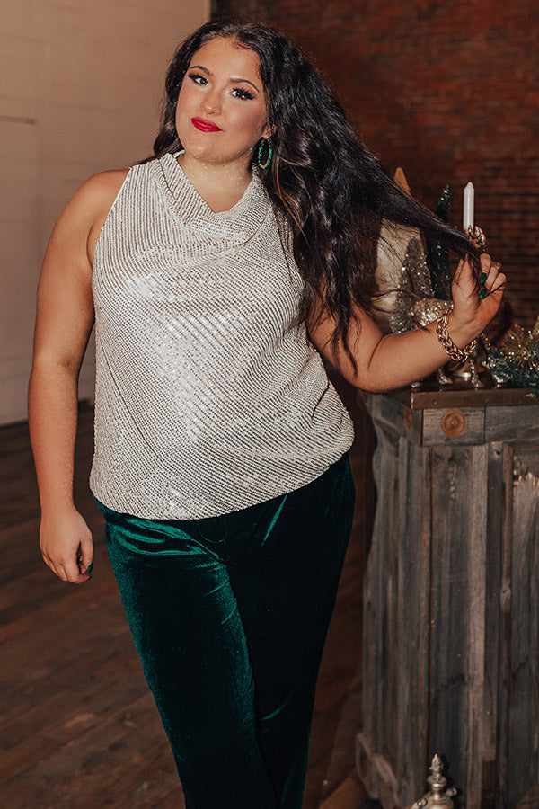 Beyond Romance Sequin Top In Champagne Curves-Beginning Fashion