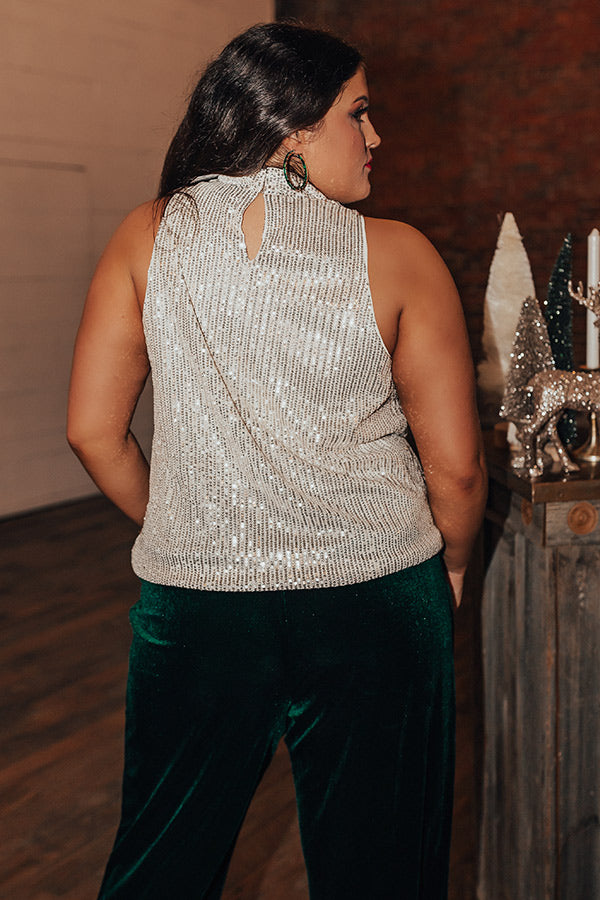 Beyond Romance Sequin Top In Champagne Curves-Beginning Fashion
